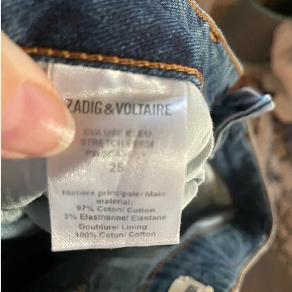 ZADIG & VOLTAIRE Eva Use Slim Denim Blue Jeans w/ Studs & Distressing Size 25 - Picture 6 of 6